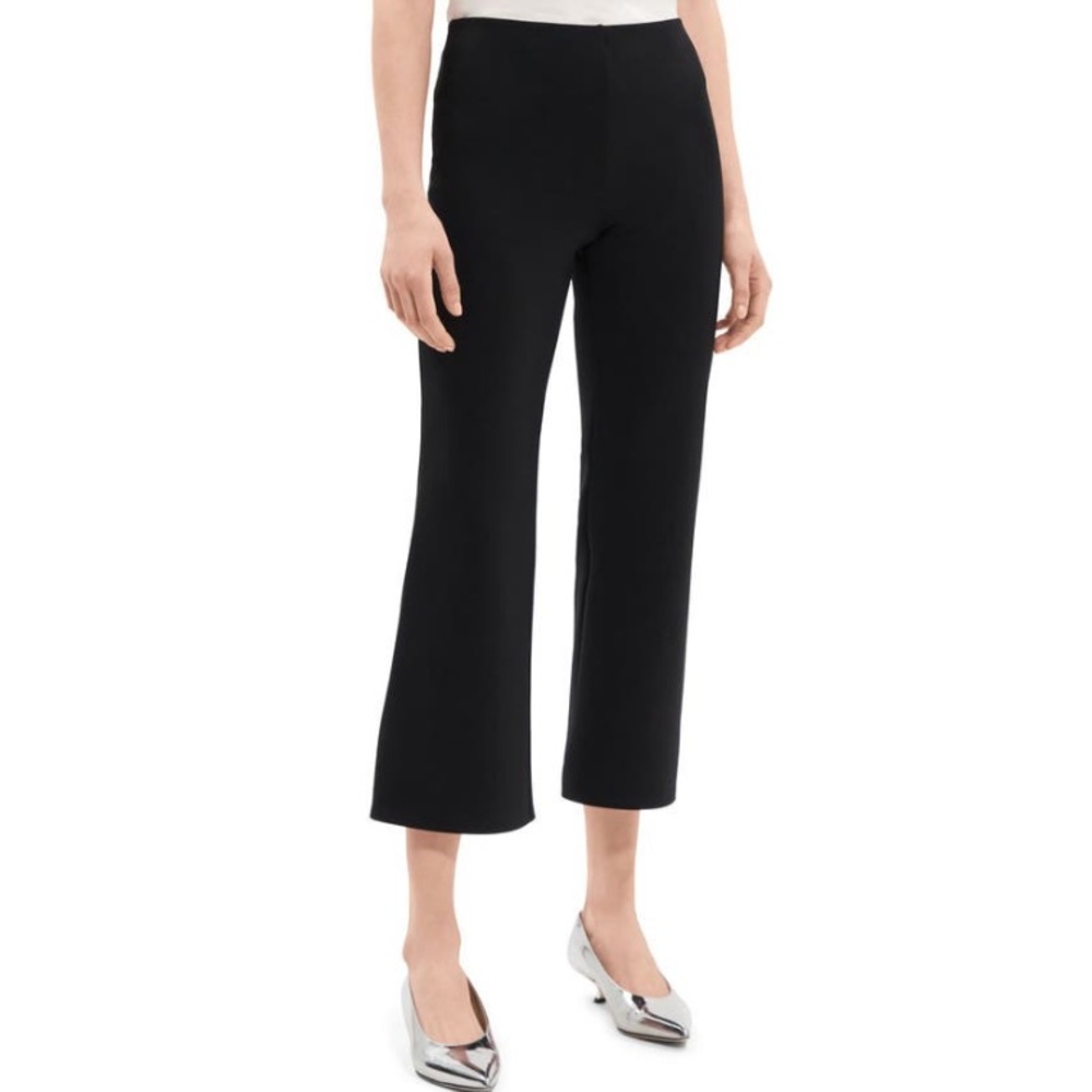 Theory Black Core Kick Flare Crop Pants in Scuba XL Length altered (shortened)